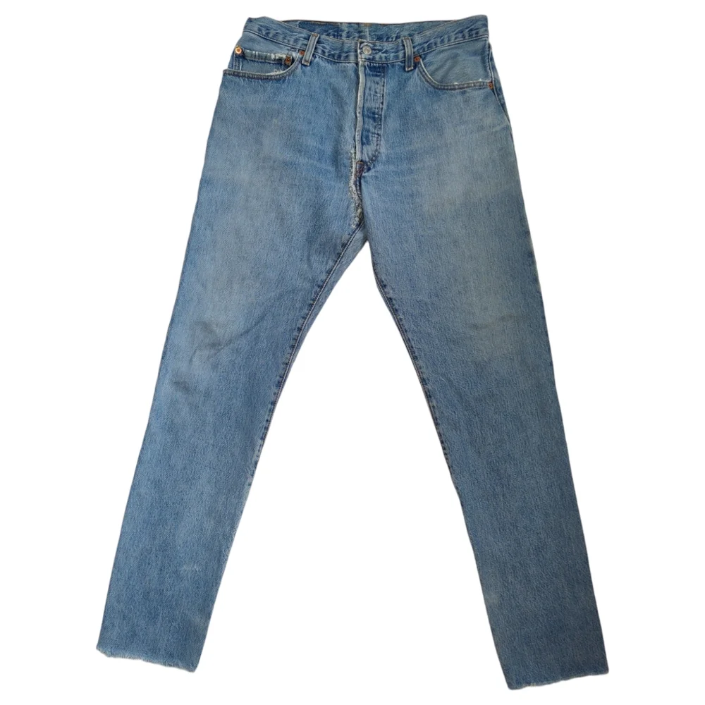 Levi's 501 Light Wash Re Worked Vintage Tapered Jeans Art To Wear Size 34 Mended - Picture 2 of 10